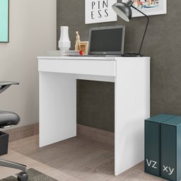Mesa Para Computador Escrivaninha 1 Gaveta Alexia Branco - AJL Móveis - 2
