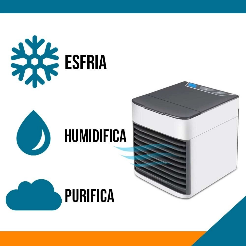 Mini Ar Condicionado Portátil Arctic Air Cooler Umidificador Climatizador Luz Led Umidifica Ventila - 4