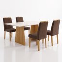 Ver imagem 2 de Conjunto de Sala de Jantar 4 Lugares Retangular Lyra MDF Cinamomo Off White Marrom