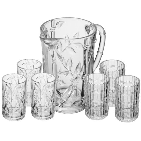 Conjunto de Jarra com 6 Copos de Cristal Kona 1L / 280ml Lyor