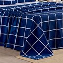 Ver imagem 3 de Jogo de Lençol Minimalista King 4 Peças Percal 200 Fios Quadriculado - Azul Marinho - 100% Polié