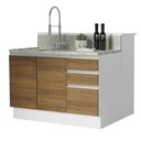 Ver imagem 6 de Ilha de Cozinha com Bancada e Balcão 120 Cm Branco/rustic Glamy Madesa Branco/rustic