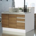 Ver imagem 1 de Ilha de Cozinha com Bancada e Balcão 120 Cm Branco/rustic Glamy Madesa Branco/rustic