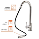 Ver imagem 4 de Torneira Gourmet Monocomando Misturador Prata 3 Jatos Extensivel Quente e Frio