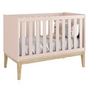 Ver imagem 2 de Jogo de Quarto Classic Guarda Roupa 2 Portas e Berço Rosa Fosco com Pés Madeira Natural - Reller Móv