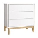Ver imagem 1 de Cômoda Infantil Classic 3 Gavetas Branco Fosco com Pés Madeira Natural - Reller Móveis Branco