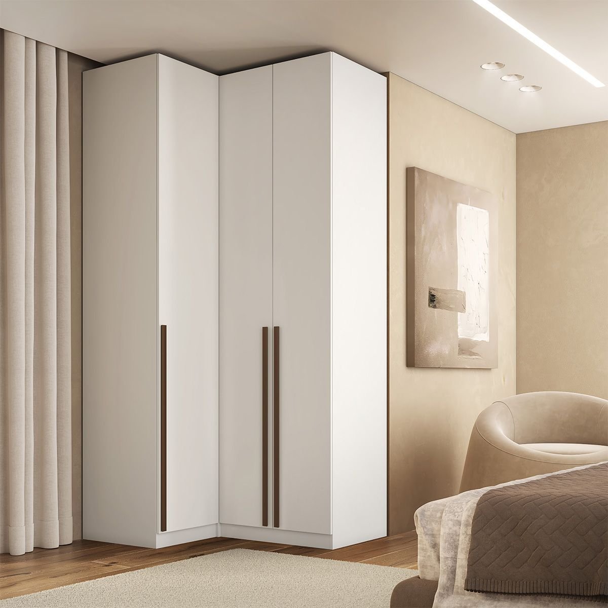 Guarda Roupa de Canto Reto 3 Portas Mdf Altezza Trend Belmax:branco