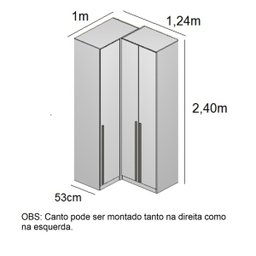 Guarda Roupa de Canto Reto 3 Portas Mdf Altezza Trend Belmax:branco - 4