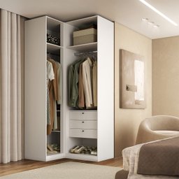 Guarda Roupa de Canto Reto 3 Portas Mdf Altezza Trend Belmax:branco - 2
