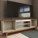 Ver imagem 4 de Rack para Tv até 60 Polegadas Ripado Seattle Retrô 2 Portas 1 Prateleira Off White/freijó - Panorama