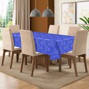 Ver imagem 1 de Toalha De Mesa De 4 Lugares Tecido Jacquard Quadrada: Azul Royal