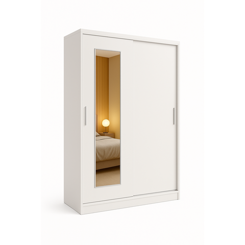 Guarda Roupa 2 Portas Correr Espelho 1,20m Roupeiro