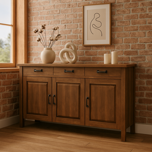 Balcão Aparador Cozinha Madeira Maciça Resistente Acabamento Encerado Cor Imbuia Tampo Madeira