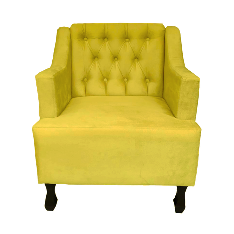 Poltrona Cadeira Decorativa Para Sala E Recepção Genesis Suede Amarelo- LM DECOR