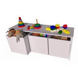 Mesa E Organizador De Brinquedos 100% Mdf Caixas Baús - 4