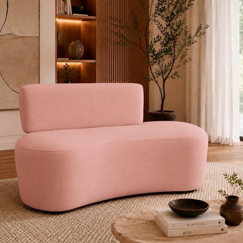 Sofá Decorativo Orgânico Curvo Sala de Estar Feijão 110cm - Paraná Metal:Rosé