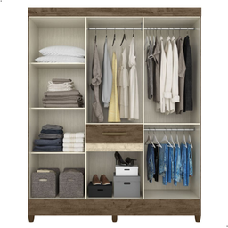 Guarda-roupa Roupeiro Casal 8 Portas 1 Gaveta Moval Castanho/branco - 6