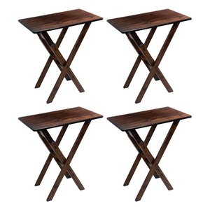 4 Mesinhas Aparador Versátil Dobravel de Madeira, Compacta Imbuia