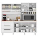 Ver imagem 2 de Armário para Cozinha Kit Mega 6 Portas 3 Gavetas Branco Fosco Brilho - Zanzini