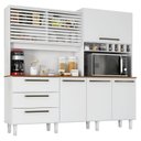 Ver imagem 1 de Armário para Cozinha Kit Mega 6 Portas 3 Gavetas Branco Fosco Brilho - Zanzini