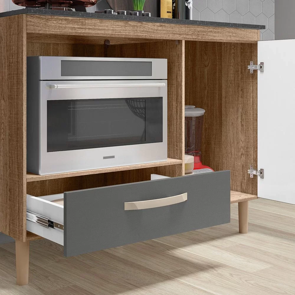 Ver imagem 3 de Balcão Cozinha Multiuso para Coocktop Forno ou Microondas:nature/chumbo