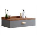 Ver imagem 5 de Penteadeira Gloss para Maquiagem Camarim com 1 Gaveta Puxador Concha Suspensa - Cinza/ Freijó