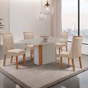 Ver imagem 1 de Mesa de Jantar Isadora 120cm Tampo MDF Vidro Canto Copo com 4 Cadeiras Yasmin