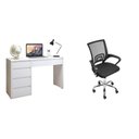 Ver imagem 2 de Conjunto 2 Peças com Escrivaninha 100% MDF Berlim e Cadeira Escritório Diretor Giratória Branco/Preto