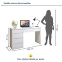 Ver imagem 3 de Conjunto 2 Peças com Escrivaninha 100% MDF Berlim e Cadeira Escritório Diretor Giratória Branco/Preto