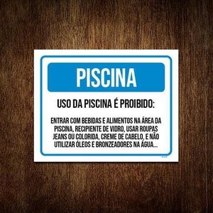 Kit 5 Placas - Uso Da Piscina Regras Condomínio