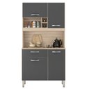 Ver imagem 5 de Kit Cozinha Compacta 4 Portas 1 Gaveta Malta D02 Avena/Grafito - Mpozenato