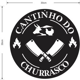 Placa Cantinho Do Churrasco Cutelo Em Mdf Redondo Gourmet - 3