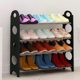 Sapateira 12 Pares Grande Ampliavel Empilhavel Estante Desmontavel 4 Prateleiras Aluminio Organizado - 2