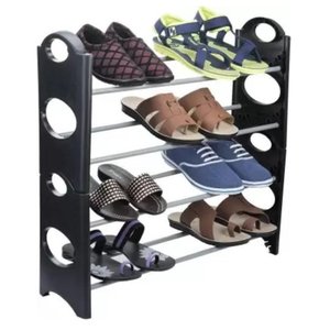 Sapateira 12 Pares Grande Ampliavel Empilhavel Estante Desmontavel 4 Prateleiras Aluminio Organizado