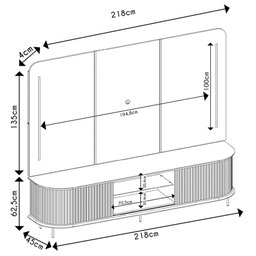 Painel para Tv 75 Pol e Rack Bancada Ripado 218cm World D04 Cedro - Mpozenato - 4