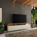 Ver imagem 1 de Rack para Sala Bend 180cm MDF Portas Brise Louro e Luna com Dourado Casa Lar Shop