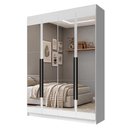 Ver imagem 2 de Guarda-Roupa Solteiro 4 Portas Batentes com Espelhos Branco/Branco/Preto Venus Madesa