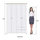 Ver imagem 6 de Quarto Americano Solteiro 3 Peças Guarda-Roupa, Cômoda e Mesa de Cabeceira Branco/Gelo