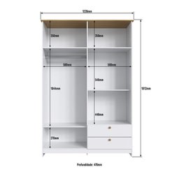 Quarto Americano Solteiro 3 Peças Guarda-roupa, Cômoda e Mesa de Cabeceira - 3
