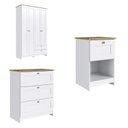 Ver imagem 2 de Quarto Americano Solteiro 3 Peças Guarda-Roupa, Cômoda e Mesa de Cabeceira Branco/Gelo