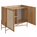 Ver imagem 3 de Balcão Bar 2 Portas 93cm Palhinha Pés Metálicos 28928 Oslo Artesano - Hanover/dourado