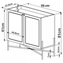 Ver imagem 4 de Balcão Bar 2 Portas 93cm Palhinha Pés Metálicos 28928 Oslo Artesano - Hanover/dourado
