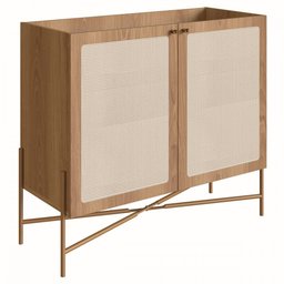 Balcão Bar 2 Portas 93cm Palhinha Pés Metálicos 28928 Oslo Artesano - Hanover/dourado - 2