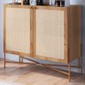 Balcão Bar 2 Portas 93cm Palhinha Pés Metálicos 28928 Oslo Artesano - Hanover/dourado - 1
