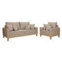 Ver imagem 2 de Conjunto de Sofá Living Beny 2 Lugares com Poltrona Base Madeira Linho