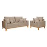 Conjunto de Sofá Living Beny 2 Lugares com Poltrona Base Madeira Linho - 2
