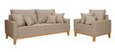 Ver imagem 2 de Conjunto de Sofá Living Beny 2 Lugares com Poltrona Base Madeira Linho