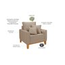 Conjunto de Sofá Living Beny 2 Lugares com Poltrona Base Madeira Linho - 6