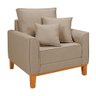 Conjunto de Sofá Living Beny 2 Lugares com Poltrona Base Madeira Linho - 4