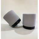 Ver imagem 1 de Kit 2 Puffs com Base Preto Elegante Moderno Luxo Redondo Cor Cinza Decorar Sala Moveis